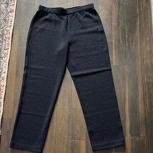 St. John dark navy pull on knit high rise taper pant size 10 petite ankle inseam